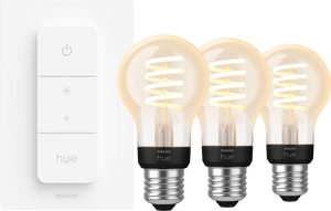 Philips Hue Filament White Ambiance Standaard 3-pack + dimmer