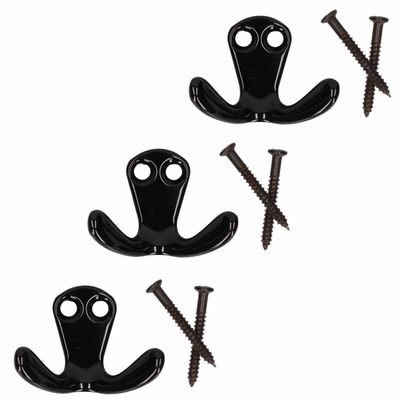 4x Luxe kapstokhaken / jashaken / kapstokhaakjes zwart van hoogwaardig metaal 2,2 x 3,3 cm