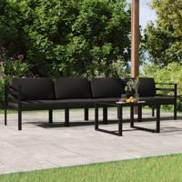 5-delige Loungeset met kussens aluminium antracietkleurig