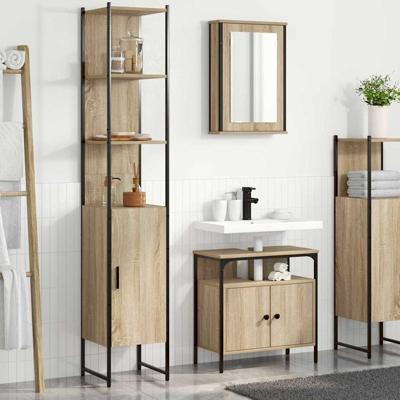 Badkamermeubelset 3 pcs Sonoma eiken 33 x 33 x 185.5 cm
