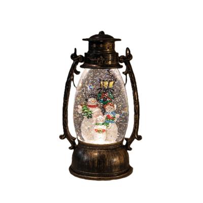 Sneeuwbol/snowglobe glitter lantaarn - 14 x 24 cm - met LED verlichting - warm wit