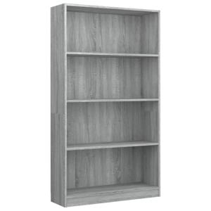 vidaXL Boekenkast met 4 schappen 80x24x142 cm bewerkt hout grijs