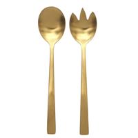 Sla bestek/couvert - 2 delig - goud - metaal - 21 cm - saladebestek/slacouvert Sla bestek/couvert - 2 delig - goud - metaal - 21 cm - saladebestek/slacouvert