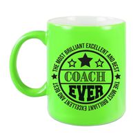 Cadeau koffie/thee mok voor coach/trainer - beste coach - groen - 300 ml