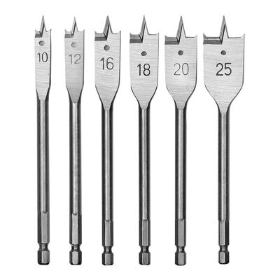 Borenset Workpro 10, 12, 16, 18, 20, 25 mm Koolstofstaal Schep Hout 6 Onderdelen