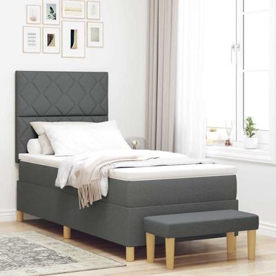 Boxspring bed met matras Donkergrijs 90 x 190 cm Stof
