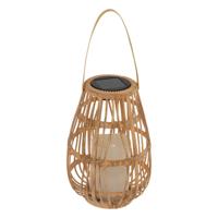 Atmosphera Solar tuin lantaarn - naturel rotan - 16 x 23 cm - buiten/binnen - Led kaars licht