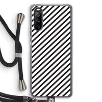 Strepen zwart-wit: Sony Sony Xperia 10 III Transparant Hoesje met koord
