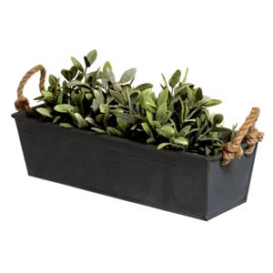 Mega Collections&amp;nbsp;plantenbak/bloembak&amp;nbsp;Recta - balkon/terras - zink - zwart - L37 x D13 X H10 cm   -