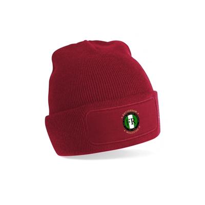 Muts beanie rood - FR - Wat gaan we doen vandaag - logo voor