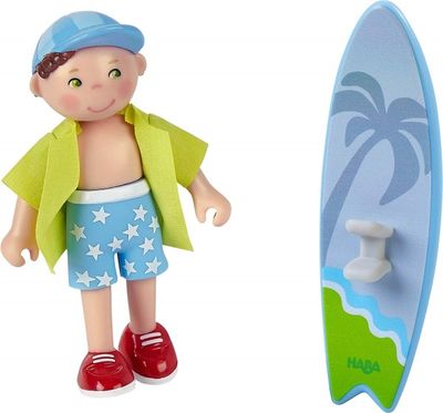 Little Friends poppenhuispop Colin 12 cm lichtblauw/groen