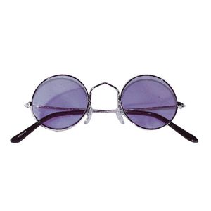 Hippie Flower Power Sixties ronde glazen zonnebril paars   -