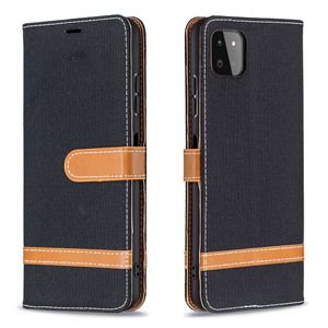 Samsung Galaxy A51 hoesje - Bookcase - Pasjeshouder - Portemonnee - Vintage - Stof - Kunstleer - Zwart