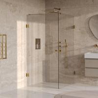 BRAUER Void Carving Douchecabine - 100x120x200cm - draaideur - glascoating - omkeerbaar - helder glas - geborsteld goud PVD GS-VOCC1H100120200GG