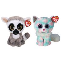 Ty - Knuffel - Beanie Buddy - Linus Lemur & Opal Cat - thumbnail