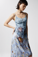 Mouwloos jurk van twee materialen - BLUE - XL Mouwloos jurk van twee materialen - BLUE - XL