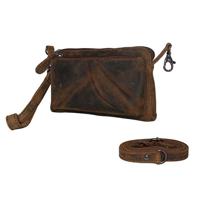 Leather Design Leren Clutch / Schoudertasje / Heuptasje Bruin