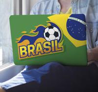 Brazilië voetbal laptop zelfklevende sticker - thumbnail
