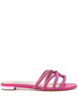Aquazzura sandales plates à ornements en cristal - Rose