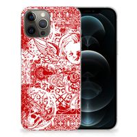 Silicone Back Case iPhone 12 Pro Max Angel Skull Rood - thumbnail