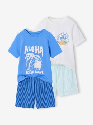 Set van 2 pyjamashorts surf blauw