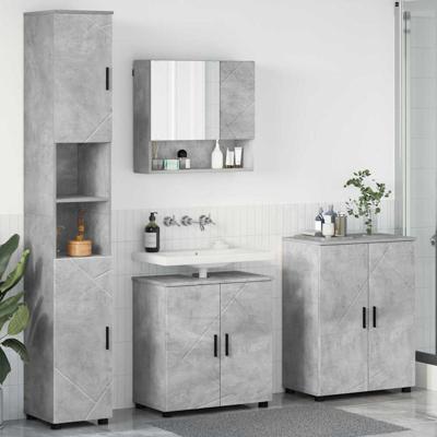 Badkamermeubelset 4 pcs Betongrijs 61 x 35 x 64 cm Bewerkt hout