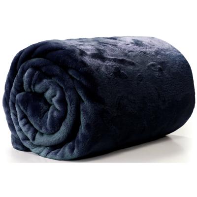 Unique Living Plaid - fleece deken - donkerblauw - polyester - 130 x 180 cm