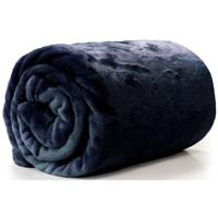 Unique Living Plaid - fleece deken - donkerblauw - polyester - 130 x 180 cm