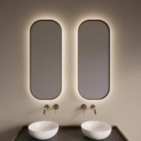 Badkamerspiegel Gliss Design Plato | 50x100 cm | Indirecte LED verlichting | Bewegingssensor | Met spiegelverwarming | Mat goud Badkamerspiegel Gliss Design Plato | 50x100 cm | Indirecte LED verlichting | Bewegingssensor | Met spiegelverwarming | Mat goud