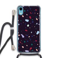Dark Rounded Terrazzo: iPhone XR Transparant Hoesje met koord