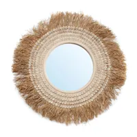 De Raffia Cowrie Spiegel - Natuurlijk Wit
