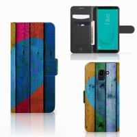Samsung Galaxy J6 2018 | Book Style Case | Wood Heart - Cadeau voor je Vriend Samsung Galaxy J6 2018 | Book Style Case | Wood Heart - Cadeau voor je Vriend