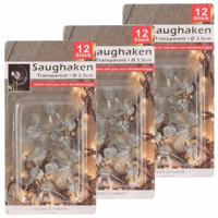 Ophanghaakjes met zuignap - 36x stuks - transparant - dia 3 cm