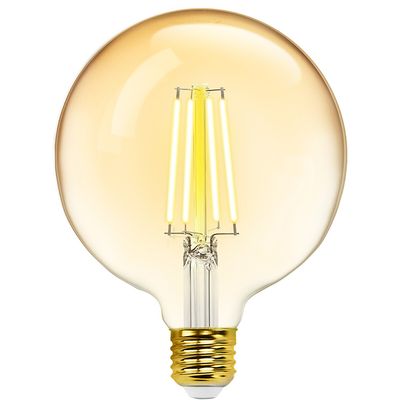 LED Lamp - Smart LED - Aigi Rixona - Bulb G125 - 6W - E27 Fitting - Slimme LED - Wifi LED + Bluetooth - Aanpasbare Kleur - Amber - Glas