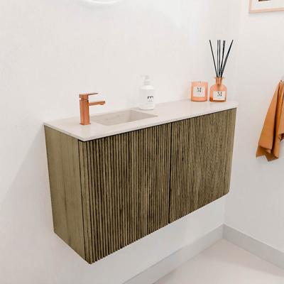 Toiletmeubel Mondiaz Joya Dlux | 81.6 cm | Meubelkleur Dusk | Faye wastafel Meli Wasbak Links | 1 kraangat
