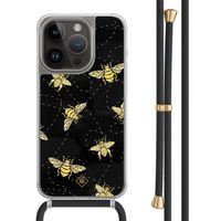 iPhone 13 Pro hoesje met zwart koord - Bee happy iPhone 13 Pro hoesje met zwart koord - Bee happy