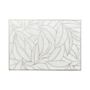 Placemat Nissa - 8x - zilver blad motief - 30 x 45 cm - onderlegger