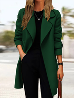 Lapel Collar Loose Woolen Casual Coat - thumbnail