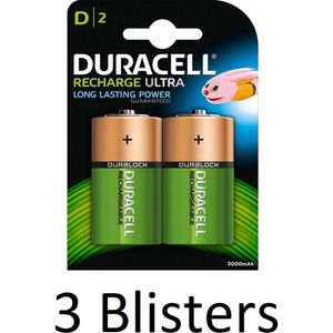 6 Stuks (3 Blisters a 2 st) Duracell D Oplaadbare Batterijen