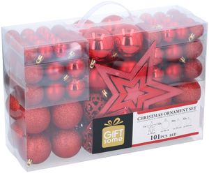 Kerstballen Set en Piek Rood 101 Stuks Kunststof