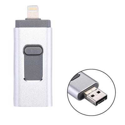 RQW-01B 3 in 1 USB 2.0 & 8 Pin & Micro USB 16GB Flash Drive for iPhone & iPad & iPod & Most Android Smartphones & PC Computer(Silver)