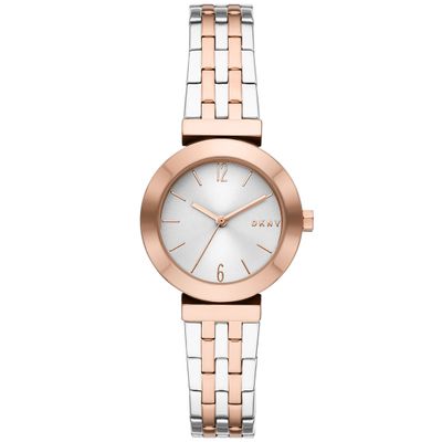 DKNY NY2965 Horloge Stanhope T-Bar staal zilver-en rosekleurig-wit 29 mm