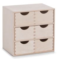 Kantoor organizer ladeblok - 6 lades - 28 x 20 x 28 cm - hout