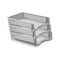 Kantoor postbakjes - Pakket van 8x stuks - A4 formaat - Zilvergrijs - Stapelbaar brievenbakjes - Kan