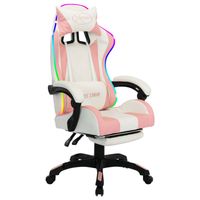 The Living Store Gamestoel Luxe Roze/Wit - 64x65x(111.5-119) cm - Verstelbaar - thumbnail