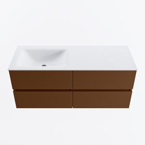 MONDIAZ VICA 120cm badmeubel onderkast Rust 4 lades. Wastafel CLOUD links 1 kraangat, kleur Talc.