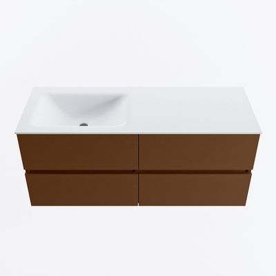 MONDIAZ VICA 120cm badmeubel onderkast Rust 4 lades. Wastafel CLOUD links 1 kraangat, kleur Talc.