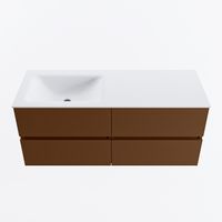 MONDIAZ VICA 120cm badmeubel onderkast Rust 4 lades. Wastafel CLOUD links 1 kraangat, kleur Talc.