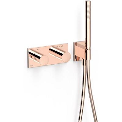 Douchekraan Tres B-System | Inbouw | Thermostaatkraan | Excl.Inbouwdeel | 2-weg | Rechthoek | 24k Rose goud