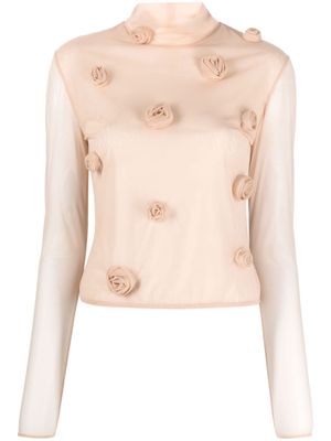 Blumarine haut en résille à fleurs appliquées - Tons neutres